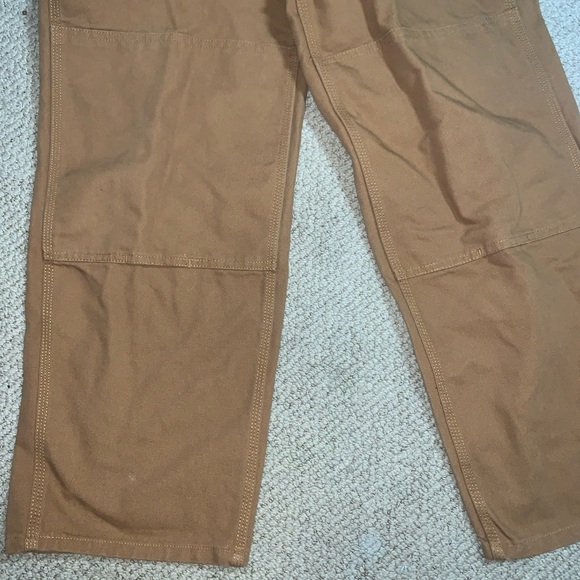Carhartt Bib Overalls Duck Canvas Double Knee Youth Sz 12 Brown Workwear - Picture 2 of 8